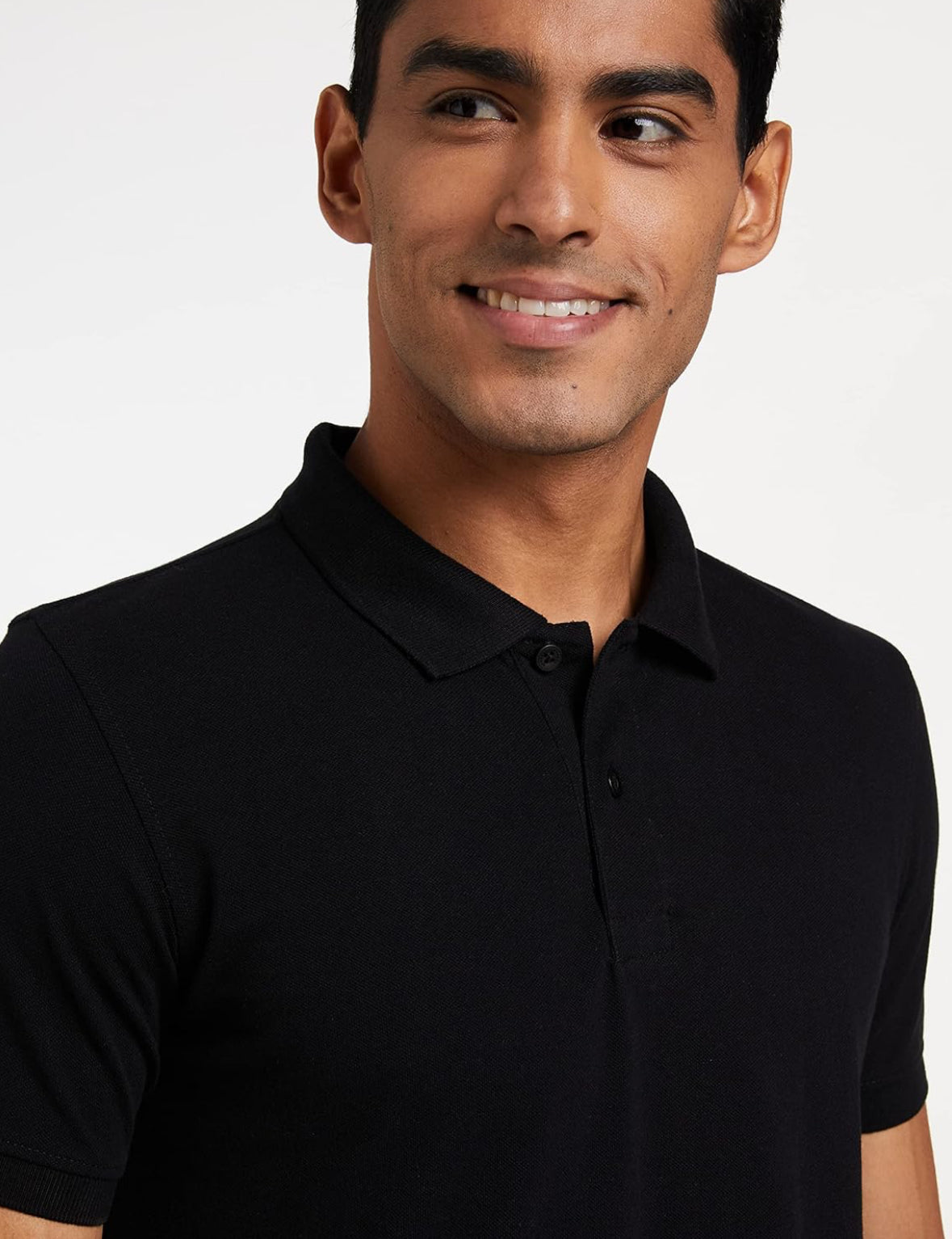 Sanvas One Plain Black Polo Cotton Blend T shirt