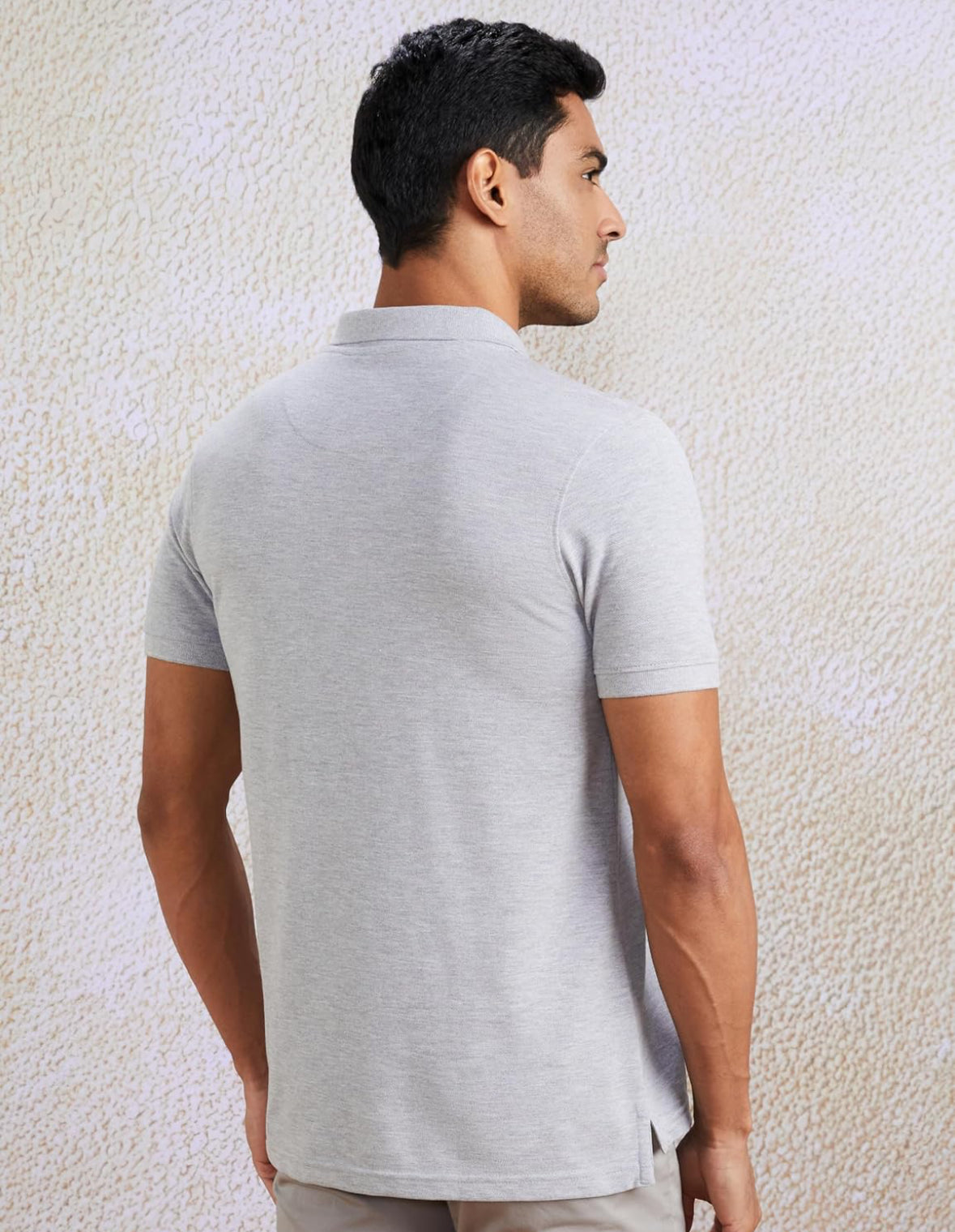 Sanvas One Plain Grey Polo Cotton Blend T-shirt