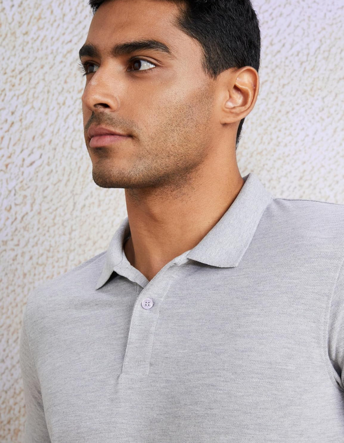 Sanvas One Plain Grey Polo Cotton Blend T-shirt