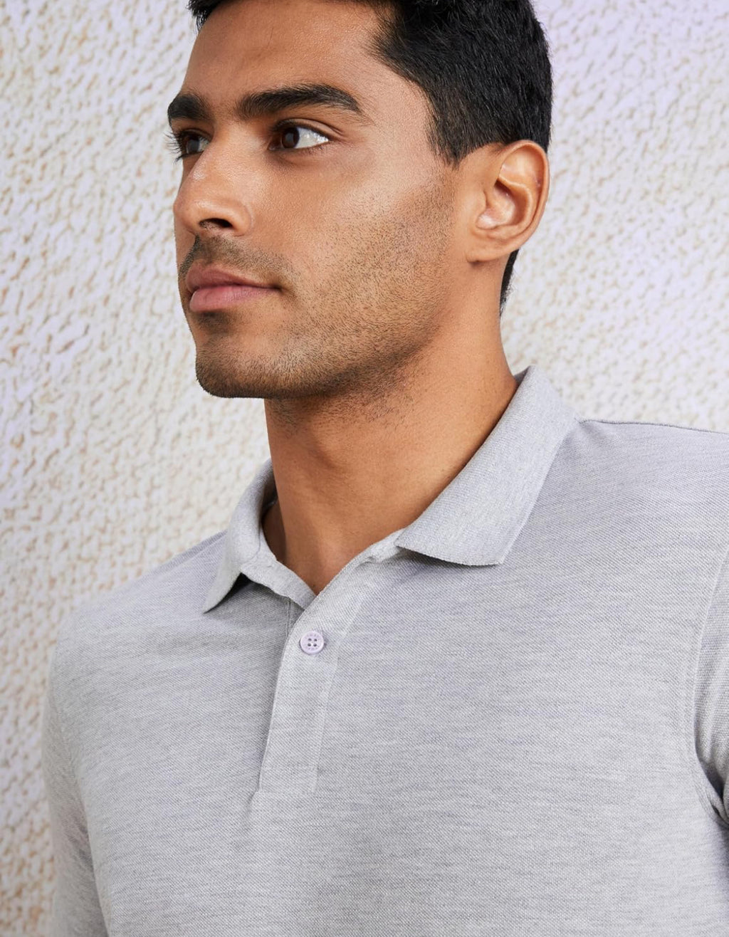 Sanvas One Plain Grey Polo Cotton Blend T-shirt
