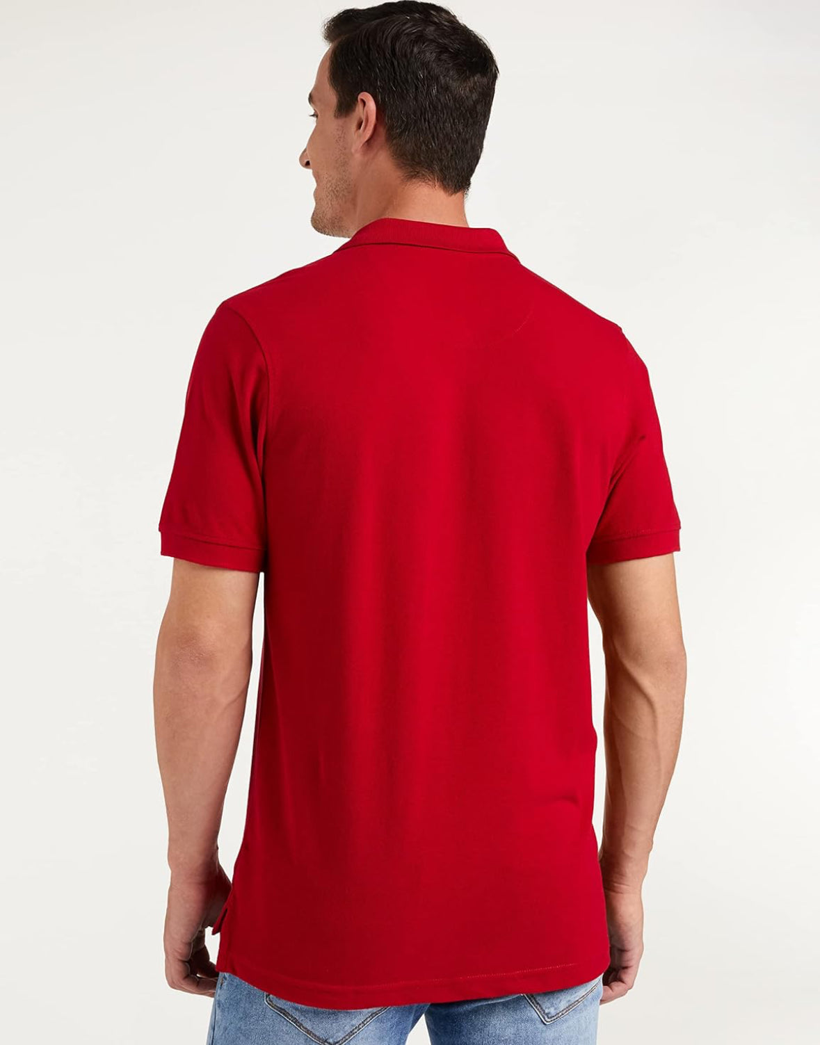 Sanvas One Plain Red Polo Cotton Blend T-shirt