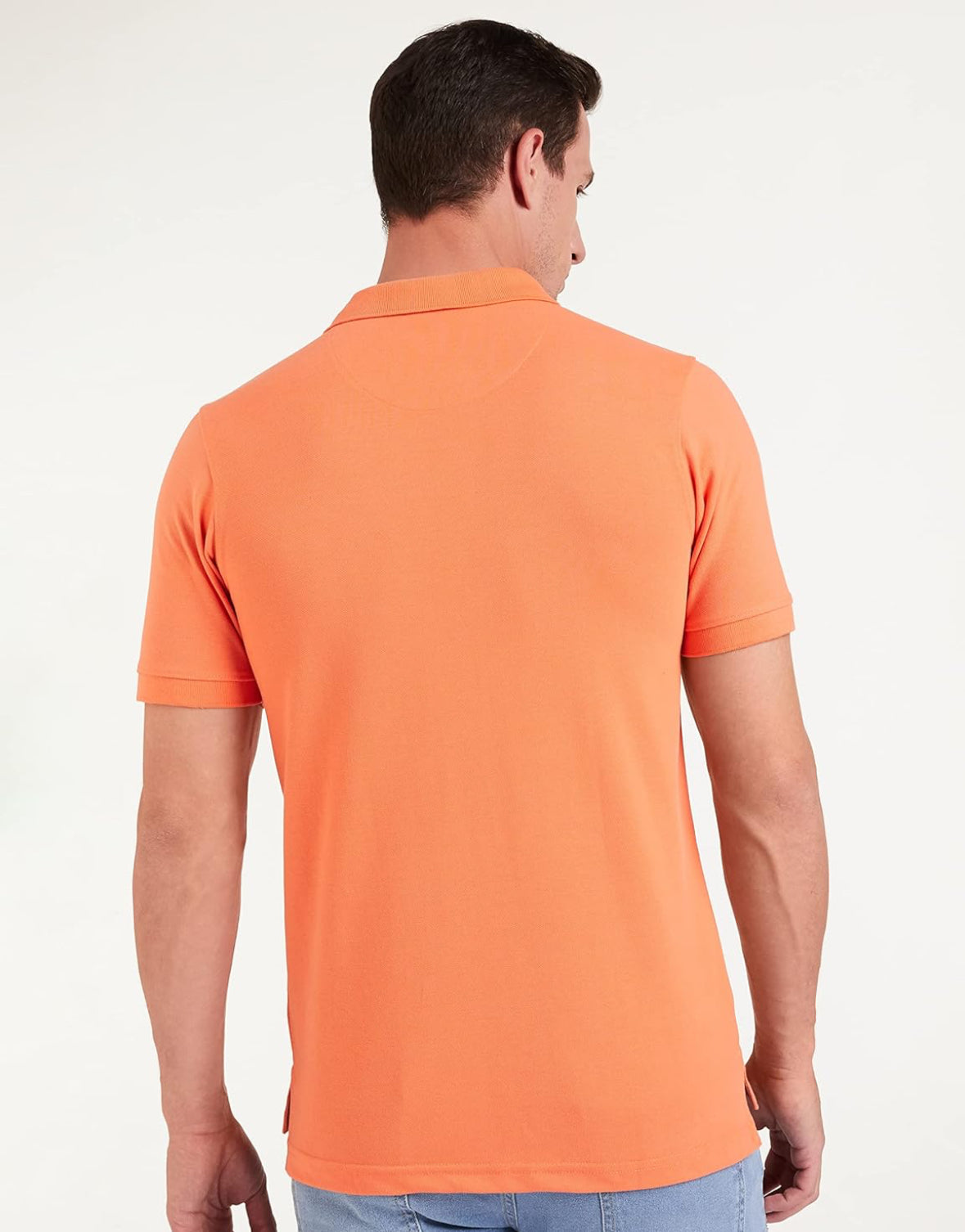Sanvas One Plain Orange Polo Cotton Blend T shirt