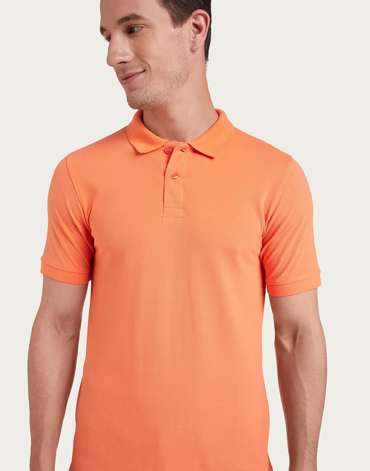 Sanvas One Plain Orange Polo Cotton Blend T shirt