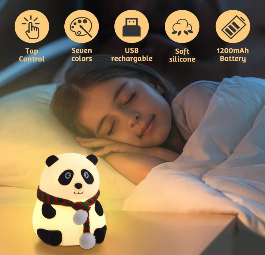 Sanvas One Cute Panda,USB Rechargeable, 7-Colors Changing Light, Room Decor Night Lamp