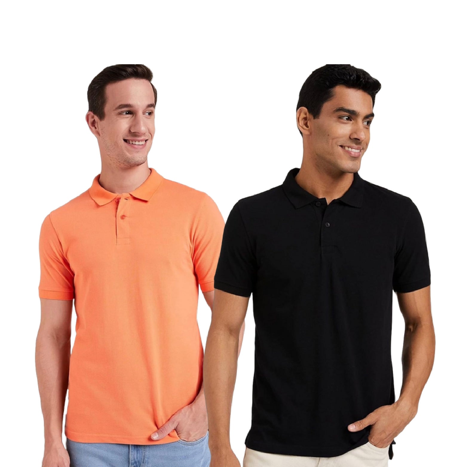 Sanvas One Black and Orange Polo Combo