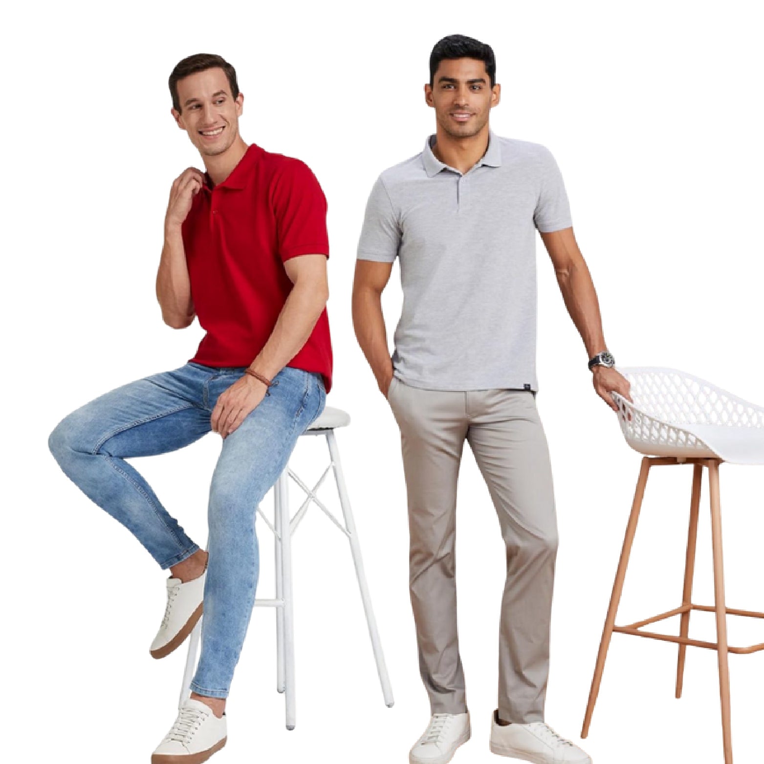 Sanvas One Grey and Red Polo Combo