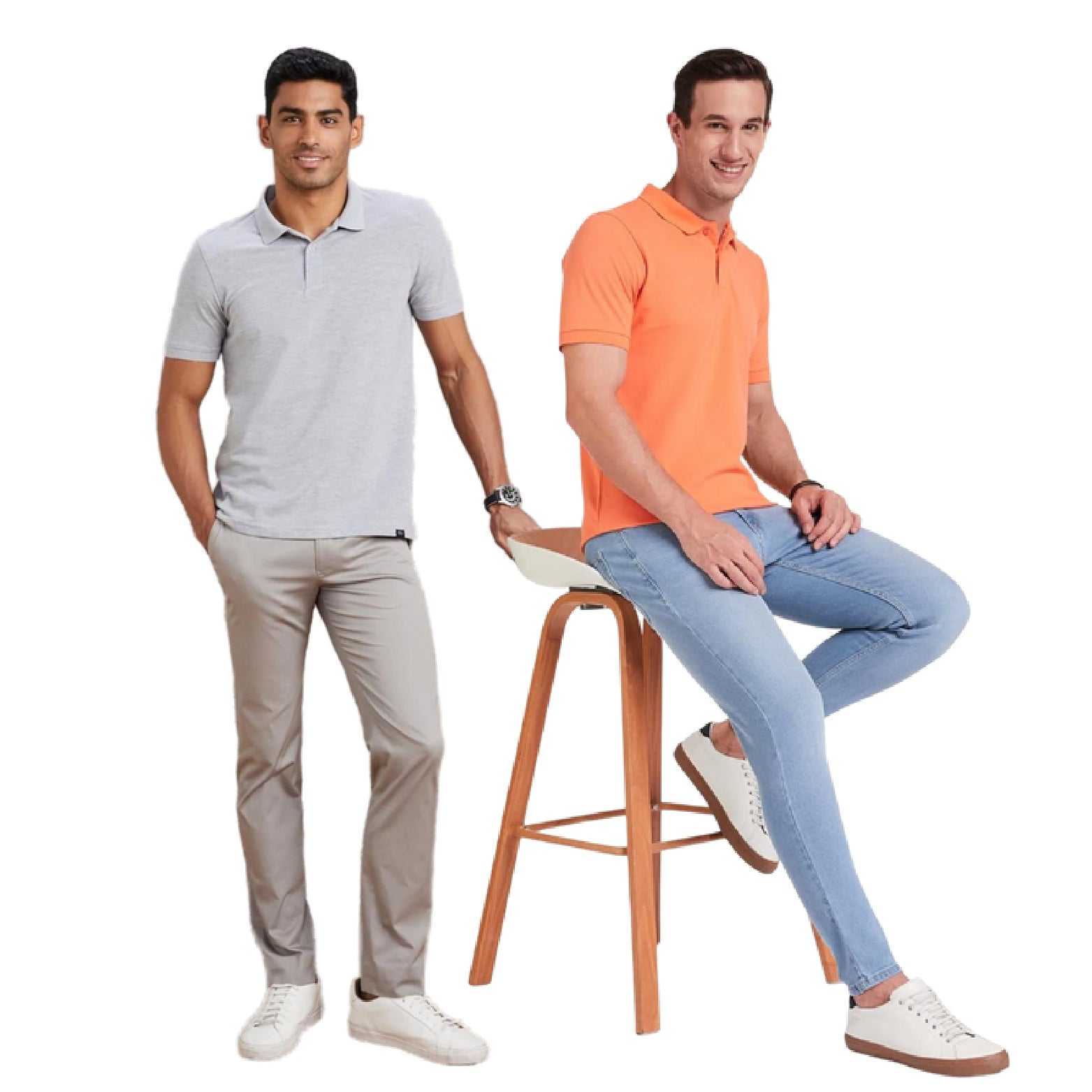 Sanvas One Grey and Orange Polo Combo