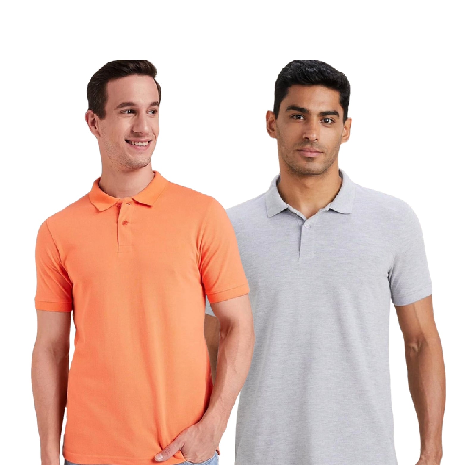 Sanvas One Grey and Orange Polo Combo