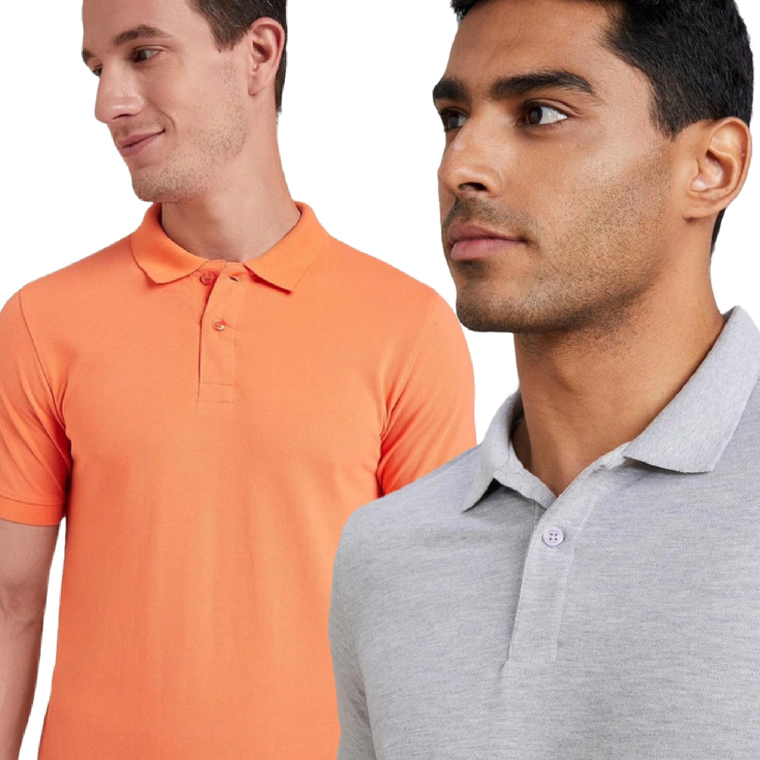 Sanvas One Grey and Orange Polo Combo